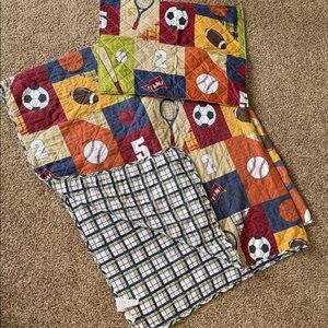 Sports-Themed Reversible Twin size Quilt and Sham